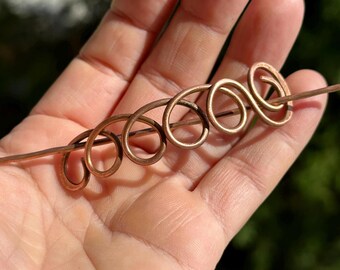 Handmade Copper Spiral Hair Barrette: Celtic Viking Hair Clip