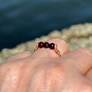 Handmade Garnet Copper Spinner Ring: Wire Wrapped Jewelry