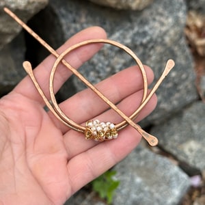Hammered Copper Hair Slide: Wire Wrapped Bun Holder