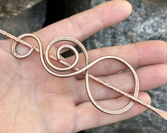 Copper Hair Clip, Celtic pin, Hair Fork, Hair Barrette, Rustic shawl pins, Hair Slide, Metal Hair Slide, Copper hair barrette,Antique Copper