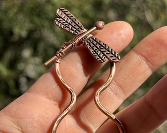 Haarspeld libelkoper spin, haarspeld, handgemaakt haaraccessoire, boho broodje houder, statement haarspeld