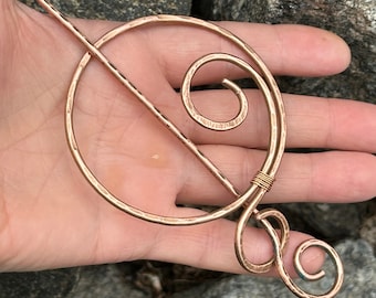 Hammered Copper Hair Fork: Celtic Hair Slide Barrette