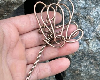 Rustic Copper Hair Pin Barrette: Celtic Bun Holder Hair Jewelry