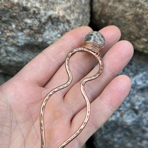 Agate Hair Pins: Copper Wire Wrapped Hair Slide for Buns