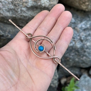 Copper Hair Slide: Celtic Hair Barrette, Rustic Bun Holder