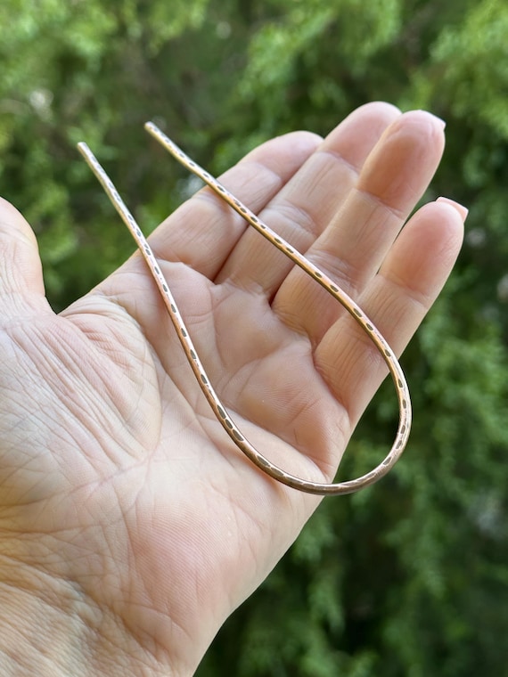 Handmade Hammered Copper Hair Fork: Minimalist Hair Slide 