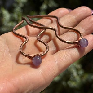 Amethyst purple Barrette Pin, Brass Hair Clip, Metal Hair Fork, Hair Stick Barrette, Hair Slide Clip, Wire Wrapped Hair Slide with Gemstone