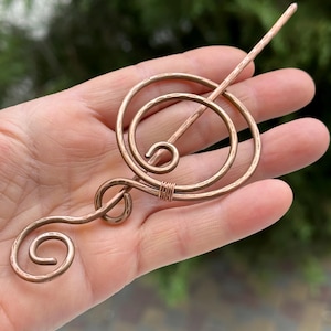 Copper Celtic Hair Pin: Spiral Barrette, Shawl Pin