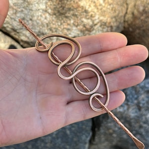 Celtic Knot Copper Hair Pin: Wire Wrapped Hair Slide, Bun Holder