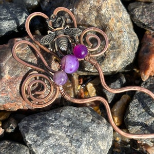 Agate Barrette Pin, Hair Slide, Hair barrette, Hair Fork, Hair Pin Wrapped Hair Slide with Gemstone, Metal Hair Pin, Hair slide jewelry