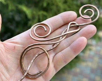 Oxidized Copper Hair Slide: Celtic Knot Barrette, Shawl Pin