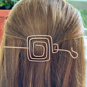Copper Spiral Hair Slide: Minimalist Celtic Hair Pin