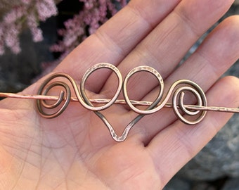 Oxidized Copper Hair Slide: Celtic Knot Bun Holder