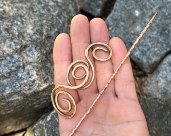 Celtic Copper Hair Slide: Rustic Hair Pin Barrette