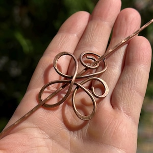 Copper Hair Clip Metal Hair Pin, Spiral copper hair clip, Metal fibula, Minimalist Hair Pin, Copper Shawl Pin, Copper Shawl pin brooch