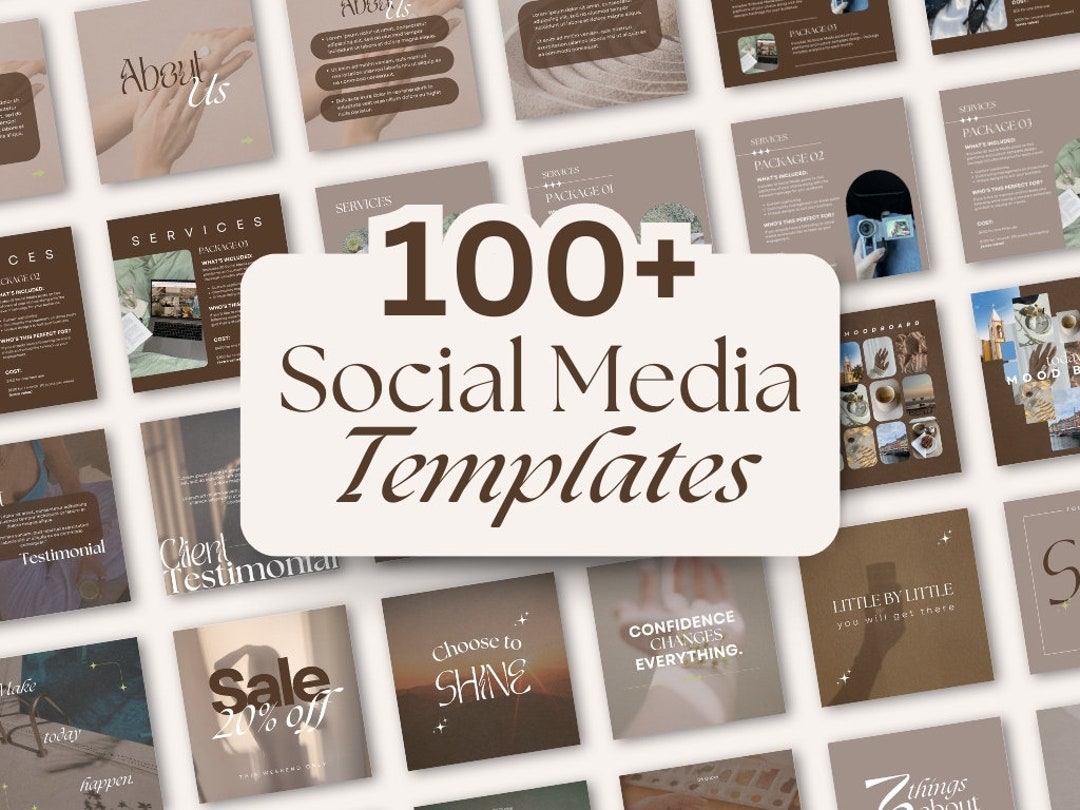 100 Canva Templates Bundle Social Media Template Canva Neutral Template ...