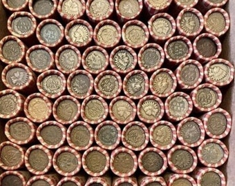 Indian head Cent with Wheat Penny Roll Lot 1909-1958 Wheat Pennies Fifty Coins