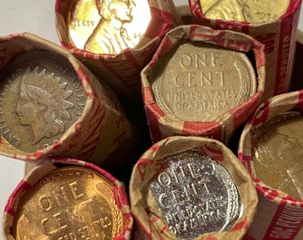 Lincoln Wheat Cent Rolls 1909-1958- 50 coins US COINS PENNY