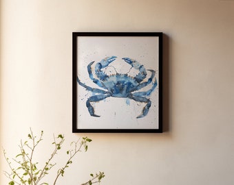 Crab, Gyotaku, Japanese art, Fish, Fish printing, Marine decor, Japanese style, Fish rubbings, Fishing art, Handcrafted, Oriental decor,