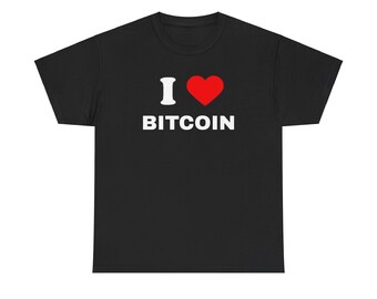 Ik hou van Bitcoin Crypto Trading Grappig Unisex zwaar katoenen T-shirt