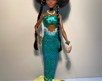 Mermaid doll, one of a kind, Handmade in Maui, Handcrafted unique Mermaid