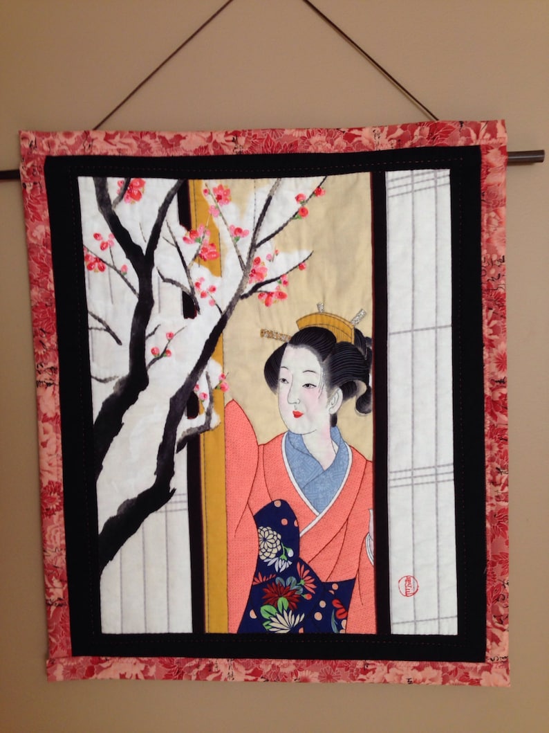 Wall Hanging Japanese Geisha in Kimono Asian Theme Art Etsy