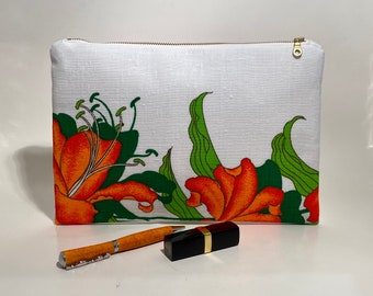Classic Linen Clutch Purse, Designer Clutch Purse, Woman’s Clutch Bag, Casual Clutch, Gift for Her, Clutch Bag, Lilies