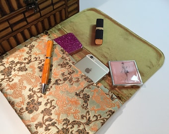 CLUTCH PURSE, Satin brocade clutch/ Evening Bag / Asian design, Floral clutch, OOAK bag, envelope clutch, purse, clutch, Woman's bag