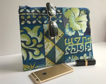 Zipper clutch purse, Alfred Shaheen fabric, envelope clutch, clutch, evening bag, FABRIC CLUTCH, clutch bag, Woman's Bag, hawaiian purse