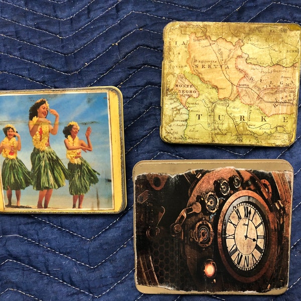 Repurposed metal found art tin box