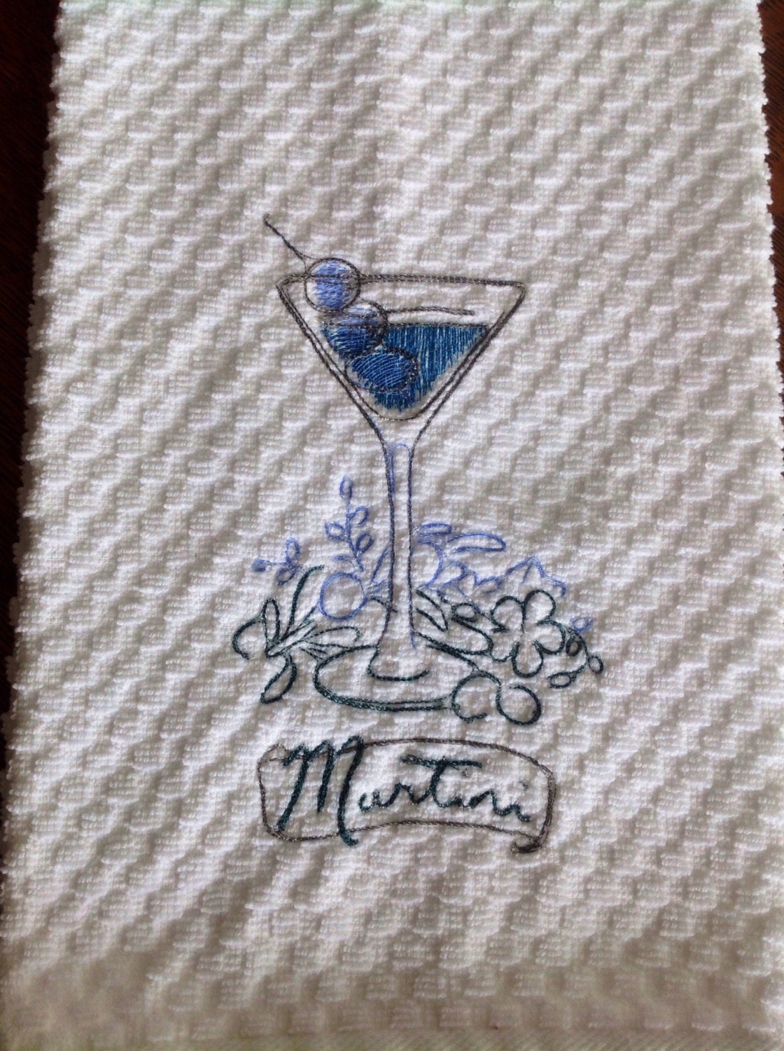 Happy Hour Martini Kitchen Towel Embroidered Tea Towel Etsy