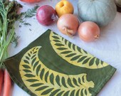 gold and green batik tea towel