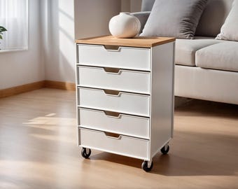 DIY Wooden Rolling Cart Build Plan: 5-Drawer Storage (Digital Download)