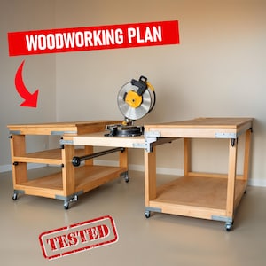 DIY Miter Saw Station Plan PDF, Workbench Table plan, Work Bench Plans, PDF work table diy
