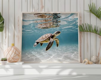 Sea Turtle Wall Art Summer Decor Sea Animal Print Tropical Decor Downloadable Underwater Photography Print Housewarming Gift Turtle Print