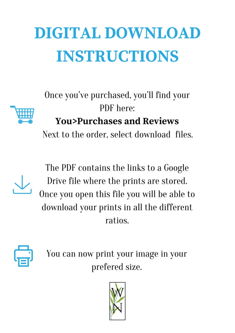 image displaying digital download instructions