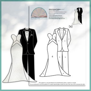 Bride Groom Pattern, Modern Suncatcher, Diy Stained Glass