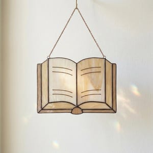 Open boek glas-in-loodpatroon | Moderne zonnevanger DIY (pdf/jpeg)