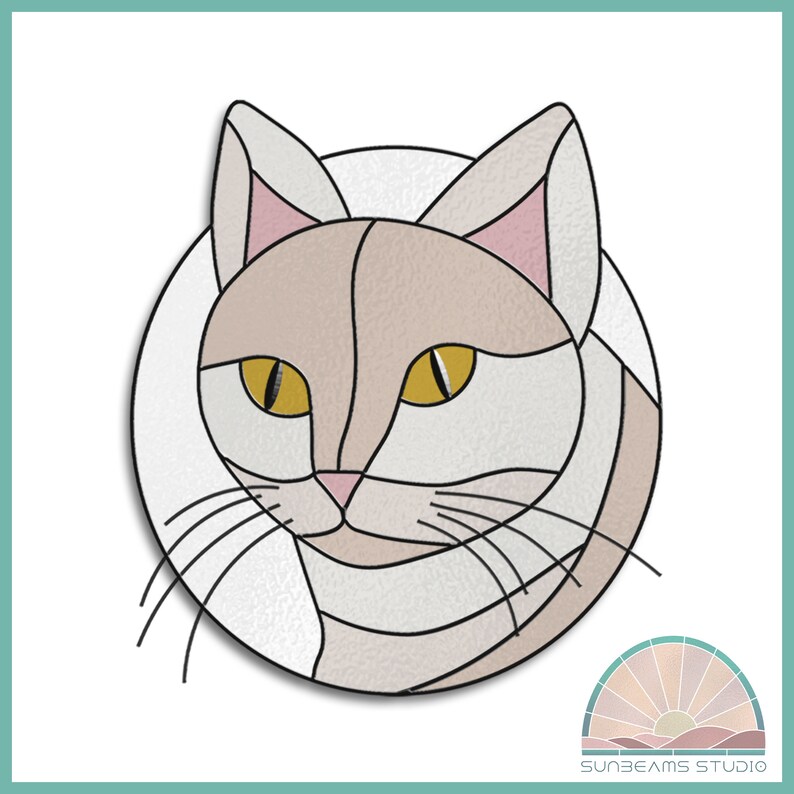 Cat Stained Glass Pattern: Modern Suncatcher DIY (PDF & JPEG) - Etsy