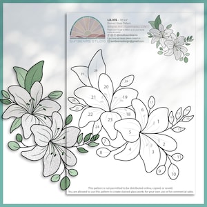 Lilies Stained Glass Pattern: Modern Suncatcher DIY (PDF & JPEG)