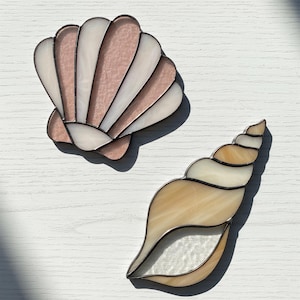 Modèle de vitrail de coquillage : modèle de pétoncles et de conques (téléchargement PDF/JPEG format A4)