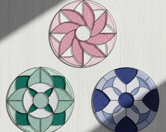 Geometric Stained Glass Pattern Bundle: Modern Suncatcher Designs (PDF/JPEG)