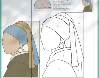 Girl With a Pearl Earring Stained Glass Pattern, Modern Suncatcher, Diy Stained Glass