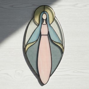 Virgin Mary Stained Glass Pattern: Modern Suncatcher DIY (PDF & JPEG)