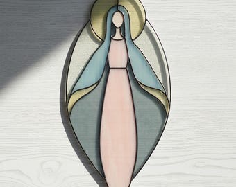 Virgin Mary Stained Glass Pattern: Modern Suncatcher DIY (PDF & JPEG)