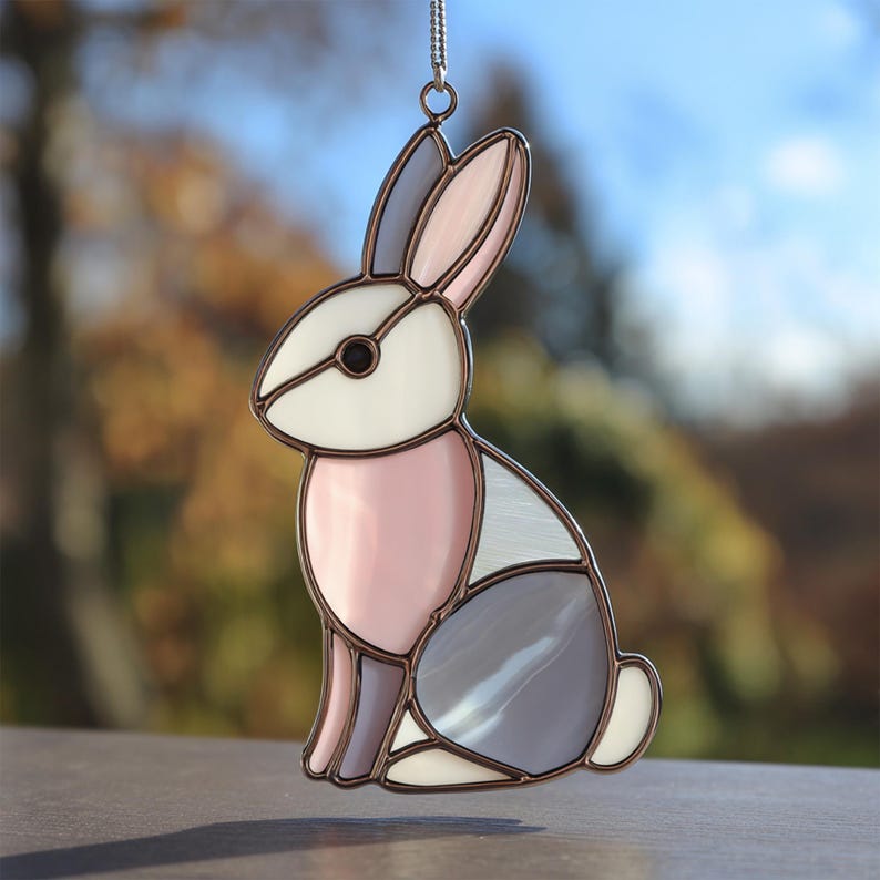 Rabbit Stained Glass Suncatcher Pattern: Bunny DIY (PDF/JPEG) - Etsy