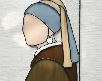 Mädchen mit Perlenohrring Glasmalerei-Muster: DIY Suncatcher (PDF & JPEG)