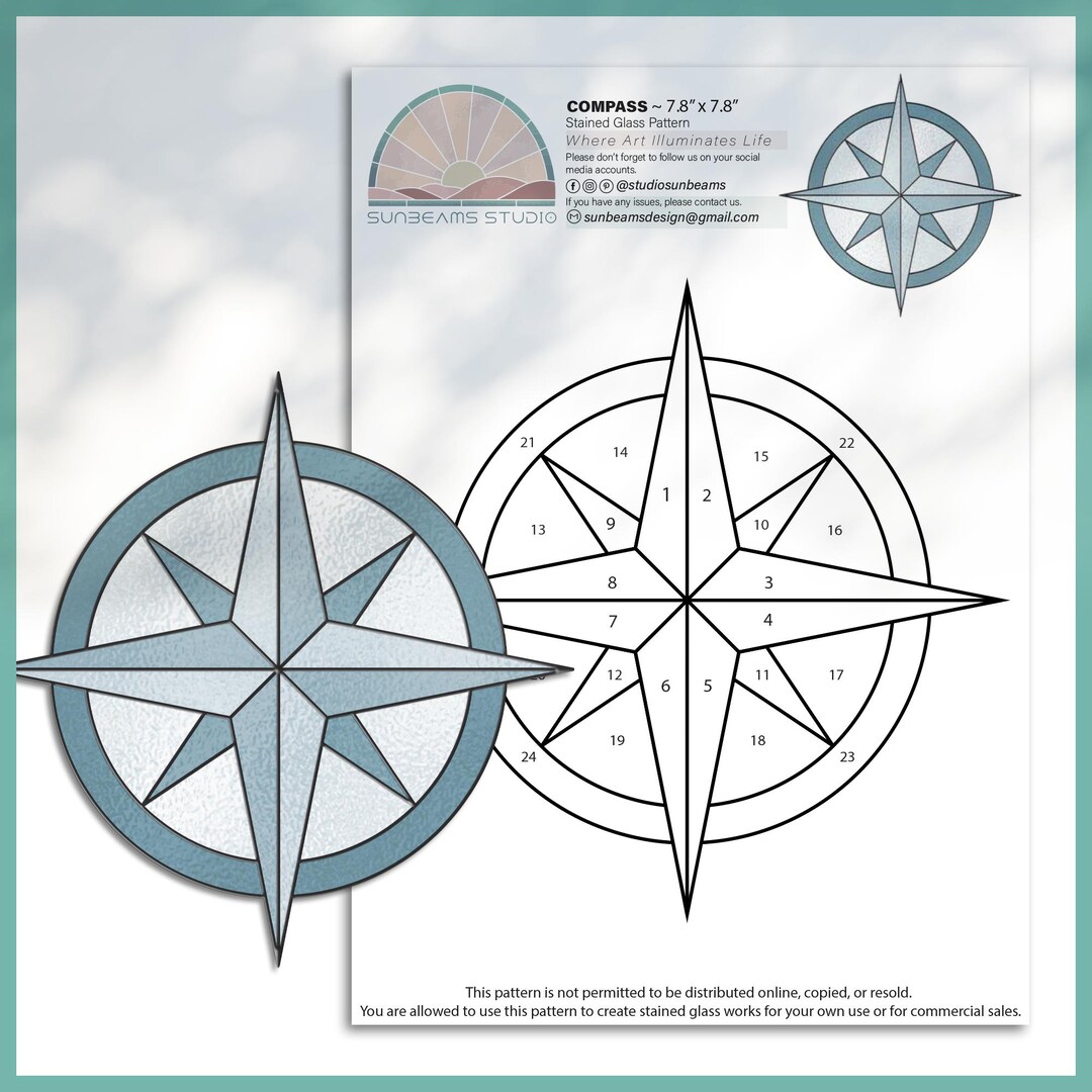 Compass Pattern, Modern Suncatcher, Diy Stained Glass, Unique DIY Craft ...