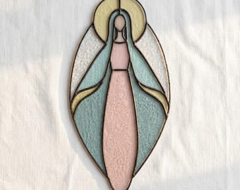 Virgin Mary Stained Glass Pattern: Modern Suncatcher DIY (PDF & JPEG)