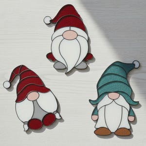 Christmas Gnomes Stained Glass Pattern: Winter Suncatcher DIY (PDF)